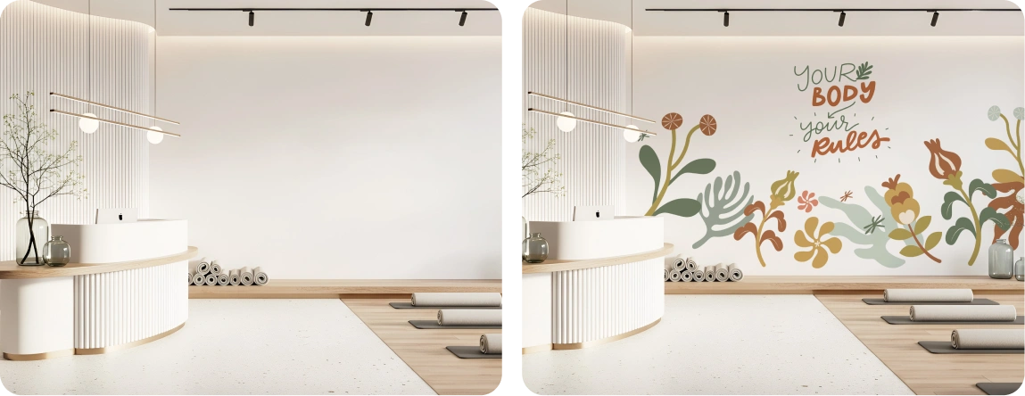 Yoga Studio | Plaster – Botanical Feature Wall